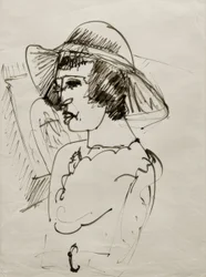 Retrato de Erna con gran sombrero