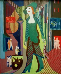 Mujer cruzando la calle de noche; Mujer nocturna