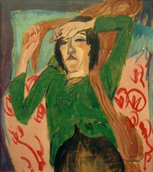 Mujer con chaqueta verde