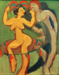 Bailarina amarilla con compañero gris