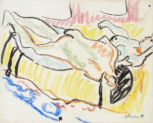Pareja de enamorados en el estudio, dos desnudos, 1908-1909