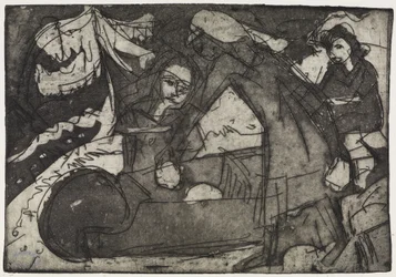 Muchacha con dos niños/Niños con carretilla
