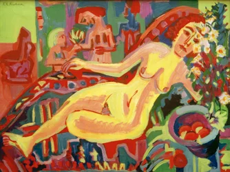 Niña desnuda en diván