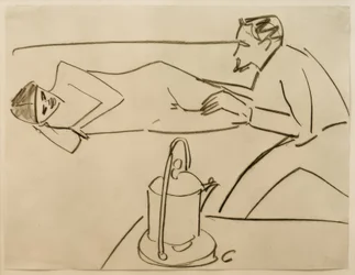 Sin título (Fränzi reclinada en conversación con Erich Heckel)