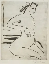 Mujer desnuda embarazada sentada, 1909