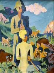 Pastores al atardecer. 1937. (óleo sobre lienzo)