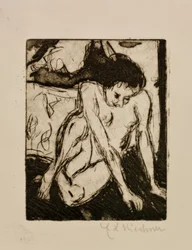 Joven desnuda sentada