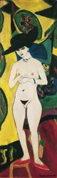 Desnudo de pie con sombrero