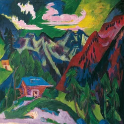 Las montañas de Klosters, c.1923 (óleo sobre lienzo)