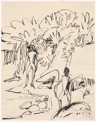 Dos bañistas en la costa de Fehmarn