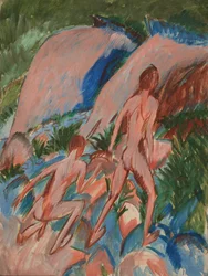 Dos figuras desnudas en un paisaje, 1913