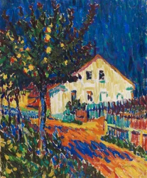 Calle del pueblo con manzanos, 1907