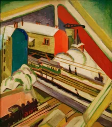 Ferrocarril de Wannsee, visto desde la ventana del estudio