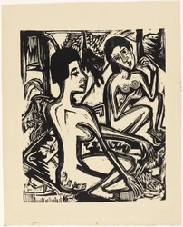 Dos mujeres desnudas en el bosque