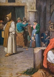 Un escriba romano lee una carta a una joven