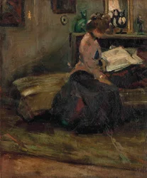 Dama leyendo (óleo sobre lienzo)