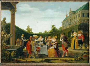Cena en un jardín