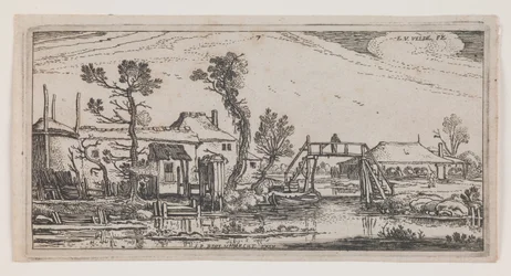 Granja más allá de un canal, de la serie "Diez paisajes oblongos"