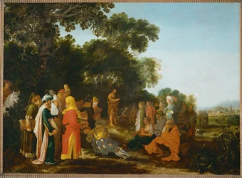 El sermón de San Juan Bautista (pintura sobre madera de roble)