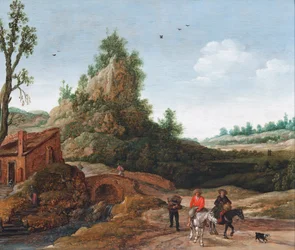 Paisaje con Viajeros Cruzando un Puente