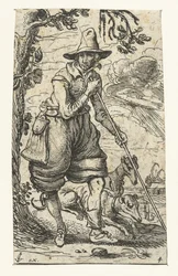Cazador con dos perros
