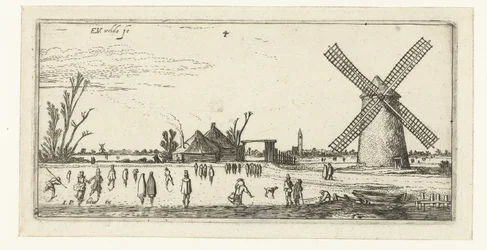 Patinadores sobre el hielo en un molino cerca de Penningsveer Paisajes (título de la serie)