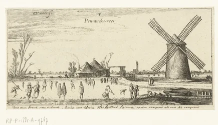 Patinadores sobre el hielo en un molino cerca de Penningsveer Paisajes (título de la serie)