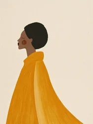 Mujer con capa amarilla