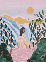 Mujer en un paisaje sereno