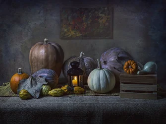 Calabazas de la cosecha de otoño