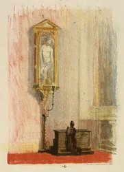 Figura rezando ante el Santuario de Cristo