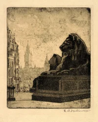 Leones en una plaza de Londres
