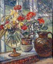 Geranios (óleo sobre lienzo)