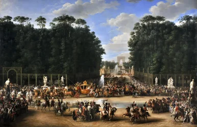 La procesión nupcial de Napoleón I y María Luisa cruzando el Jardín de las Tullerías el 2 de abril