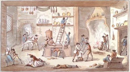 Saqueo de una granja durante el período de la Revolución Francesa