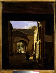 El patio de una casa de carruajes en la rue Saint Denis conocida como patio Sainte Catherine