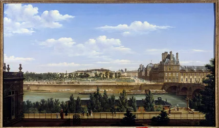 El jardín y el palacio de las Tullerías, visto desde el Quai d