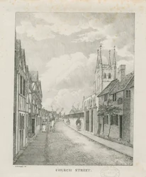 Tamworth - Calle de la Iglesia: litografía, nd [1796-1865]