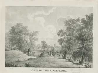 Tamworth - El río Tame: litografía, nd [1796-1865]