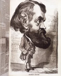 Caricatura del compositor Charles Gounod (1818-1893) por Etienne Carjat, en el siglo XIX