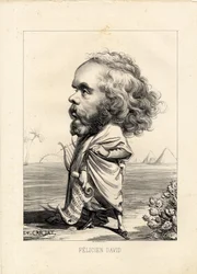 Hoja volante - Ilustración de Etienne Carjat (1826-1906): Egipto, Lira, Pirámides - David Felicien (1810-1876)
