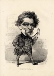 Hoja volante - Ilustración de Etienne Carjat (1826-1906): Teatro - Monrose Antoine-Martial Louis Barizain, Louis Monrose (1811-1883)
