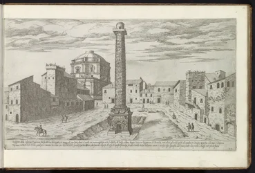 Foro de Trajano con la columna de Trajano en Roma Edificios antiguos (título de la serie) I vestigi dell