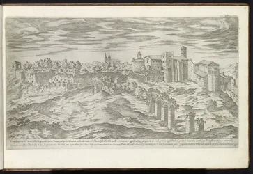 Monte Celio en Roma Bouwwerken uit de oudheid (título de la serie) Los vestigios de la antigüedad de Roma recogidos y retratos en perspectiva por Stefano Du Perac Parisino (título de serie sobre objeto)