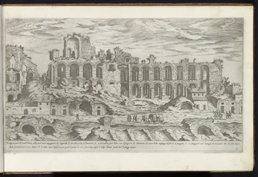 Palacio de Roma Bouwwerken uit de oudheid (título de la serie) Los vestigios de la antigüedad en Roma recogidos y retratados en perspectiva por Stefano Du Perac Parisino (título de serie sobre objeto)