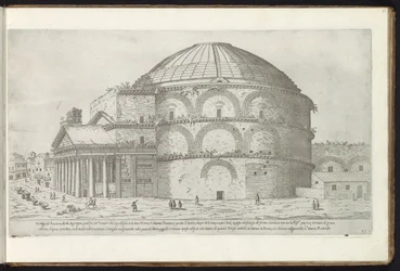 Panteón de Roma Bouwwerken uit de oudheid (título de la serie) Los vestigios de la antigüedad de Roma recogidos y retratos en perspectiva por Stefano Du Perac Parisino (título de serie sobre objeto)