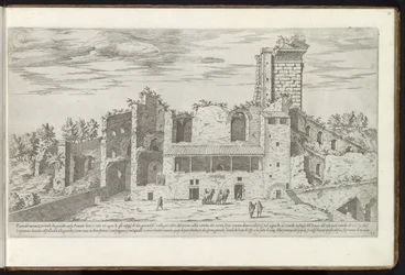 Ruinas op de Quirinaal te Roma Bouwwerken uit de oudheid (título de la serie) Los vestigios de la antigüedad en Roma recogidos y retratados en perspectiva por Stefano Du Perac Parisino (título de serie sobre objeto)
