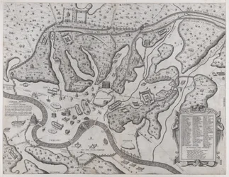 Speculum Romanae Magnificentiae: Roma antigua y sus colinas, desde el oeste, 1573