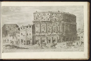 Teatro de Marcelo en Roma Bouwwerken uit de oudheid (título de la serie) Los vestigios de la antigüedad en Roma recogidos y retratados en perspectiva por Stefano Du Perac Parisino (título de serie sobre objeto)
