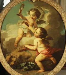 Una alegoría del amor - Putti jugando en un paisaje